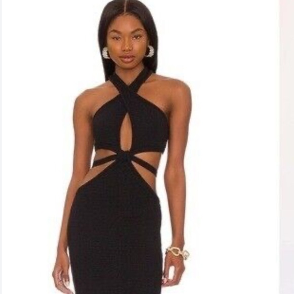 CULT GAIA Aziza Knit Cut Out Halter Dress NWT in Black